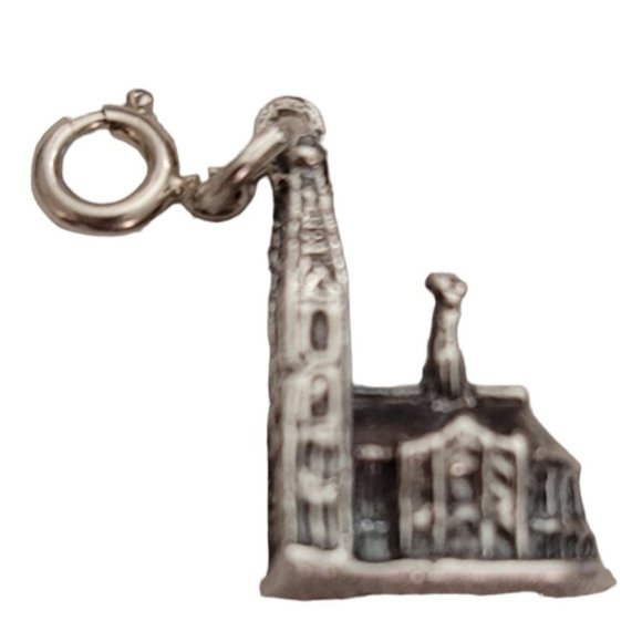 800 Silver Round Spring Clasp Koln Cologne Cathedral Germany Charm E329 - Picture 3 of 12